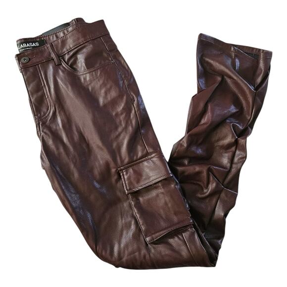 Valabasas Cerniera Poly Stacked Maroon jeans Size 34 X 34 With Cargo Pockets - Picture 4 of 8